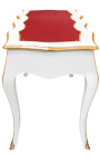 Scrivania barocca bianca in stile Luigi XV, 3 cassetti