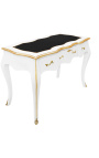 Białe biurko w stylu barokowym w stylu Ludwika XV, czarny notes