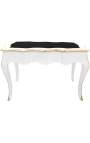 Bureau baroque de style Louis XV blanc, sous-main noir