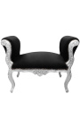 Banquette baroque de style Louis XV tissu velours noir et bois argent
