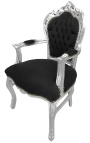 Барокко pококо стиль кресло черный бархат и серебро дерево