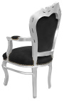 Baroc rococo stil fotoliu negru catifea si lemn de argint - 19