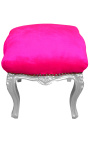 Baroc taburet Louis XV Fuchsia Fabric și lemn de argint - 3