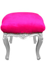 Barok fodstøtte Louis XV fuchsia stof og sølvtræ