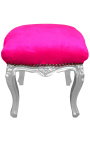 Barokový podklad Louis XV Fuchsia tkanina a strieborné drevo - 1