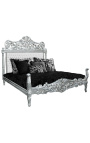 Barokinis lovos audinys dirbtinė oda balta su cirkonio akmenimis ir sidabruota mediena