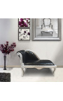 Louis XV Chaise Longue Black LectAtte i srebro drvo - 13