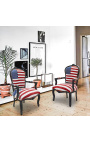 "American Flag" baroque armchair of Louis XV style and black wood
