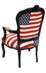 "Amerikanische Flagge" barock Sessel Louis XV Stil und schwarzes Holz