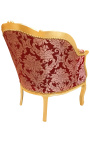 Veliki bergere stolica Louis XV stil crvena "Gobalini" tkanin i zlatno drvo