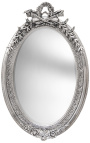 Очень большой серебряный вертикальный овальное зеркало в стиле барокко