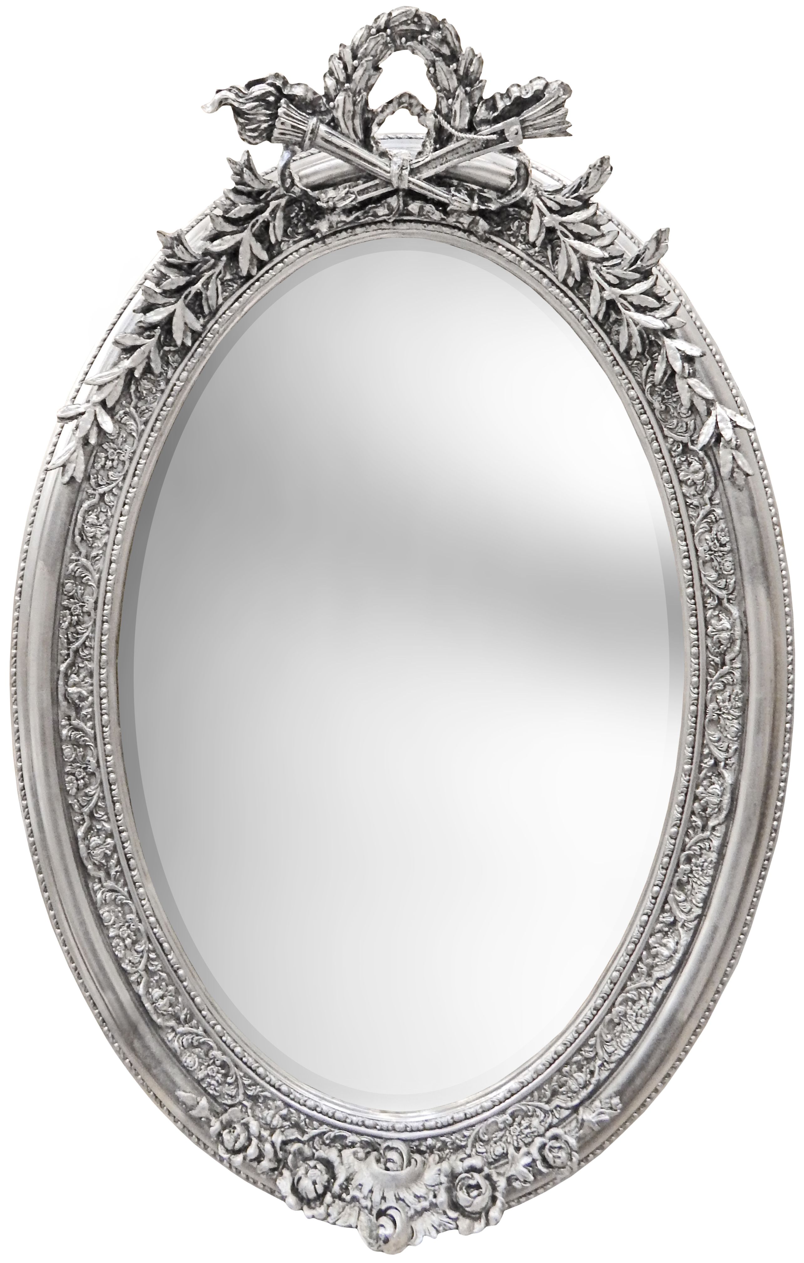 Large Silver Vertical Oval Baroque Mirror, Extra Large White Oval Mirror