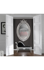 Zeer grote zilveren verticale ovale barok spiegel