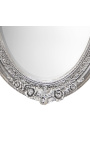 Labai didelis sidabrinis vertikalus ovalus barokinis veidrodis
