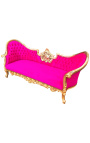 Baroque Napoleon III medallion sofa fabric fuchsia velvet and gold wood