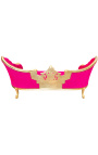 Barok Napoleon III medaljon sofa stof fuchsia fløjl og guld træ