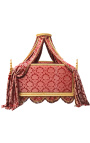 Lit Baroque Royal à baldaquin tissu "Gobelins" rouge et bois doré