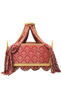 Letto barocco reale con tessuto rosso "Gobelins" e legno dorato