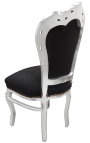 Silla barroca rococo estilo terciopelo negro y madera de plata