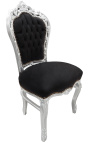 Silla barroca rococo estilo terciopelo negro y madera de plata