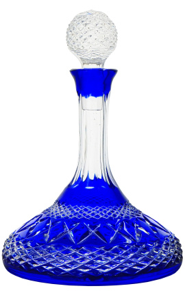 Jarra azul de cristal tallado a mano
