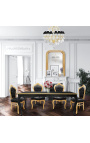 Barok stoel in rococostijl zwart kunstleer en goudkleurig hout
