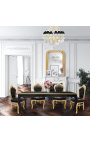 Silla estilo rococococo barroco piel negra y madera de oro