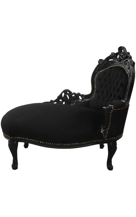 Chaise barroc de vellut negre i fusta negra - 1