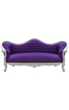 Barok Sofa Napoléon III Purple velvet en zilver hout
