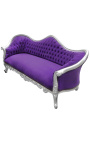 Barokk sofa Napoléon III purple velvet og sølv tre