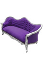 Barroco Sofa Napoléon III terciopelo púrpura y madera de plata