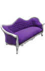 Barokk sofa Napoléon III purple velvet og sølv tre