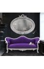 Barok Sofa Napoléon III Purple velvet en zilver hout