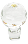 Crystal decanter with handle and floral pattern engraved with gold