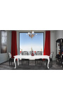 Baroque dining table in white lacquered wood