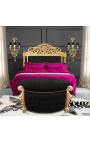 Grande banquette coffre baroque ronde noir et strass, bois doré