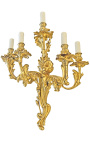 Stor Louis XV rocaille stil vegglampe 5 lys forgylt bronse
