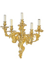 Голяма стенна лампа в стил Луи XV рокайл 5 светъл позлатен бронз