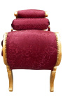 Roman bench red satine fabric and gold wood 