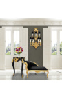 Louis XV Chaise Longue μαύρο βελούδο ύφασμα και χρυσό ξύλο - 13