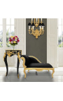 Louis XV chaise longue svart fløyel stoff og gull tre - 14