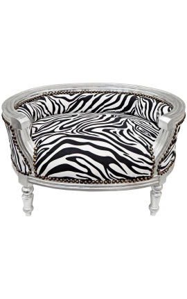 Canapea extensibila baroc pentru tesatura zebra caine sau pisica si lemn argintiu
