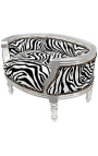 Baročni raztegljiv kavč za psa ali mačko iz tkanine zebra in srebrnega lesa