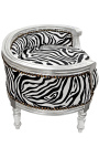 Baročni raztegljiv kavč za psa ali mačko iz tkanine zebra in srebrnega lesa