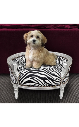 Baroque sofa bed for dog or cat zebra fabric and silver wood