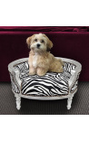 Barok slaapbank voor hond of kat zebra stof en zilver hout