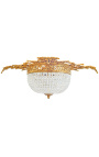 Duża lampa sufitowa z brązu z kryształowymi zawieszkami z liśćmi akantu