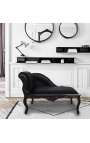 Louis XV Chaise Longue melns samta audums un melns koksne - 13