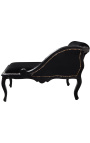 Louis XV chaise longue negro tela terciopelo y madera negra