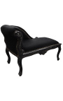 Louis XV Chae Longue Black Velvet kangas ja musta puu - 15